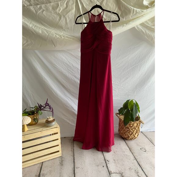 JJ’s House A-line Scoop Floor-Length Chiffon Bridesmaid Dress With Ruffle - Picture 1 of 3